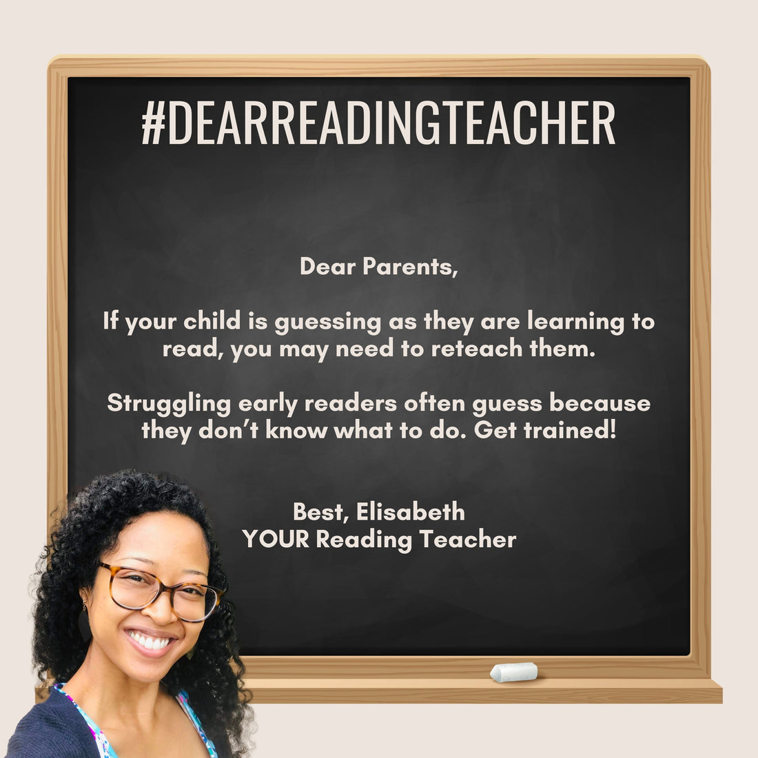 Blackboard letter to parents advising them to reteach struggling readers
