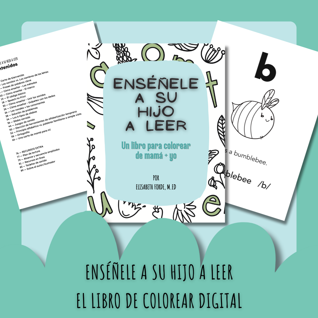 Enseñele a su hijo a leer: Un libro para colorear de mamá y yo, printable ebook