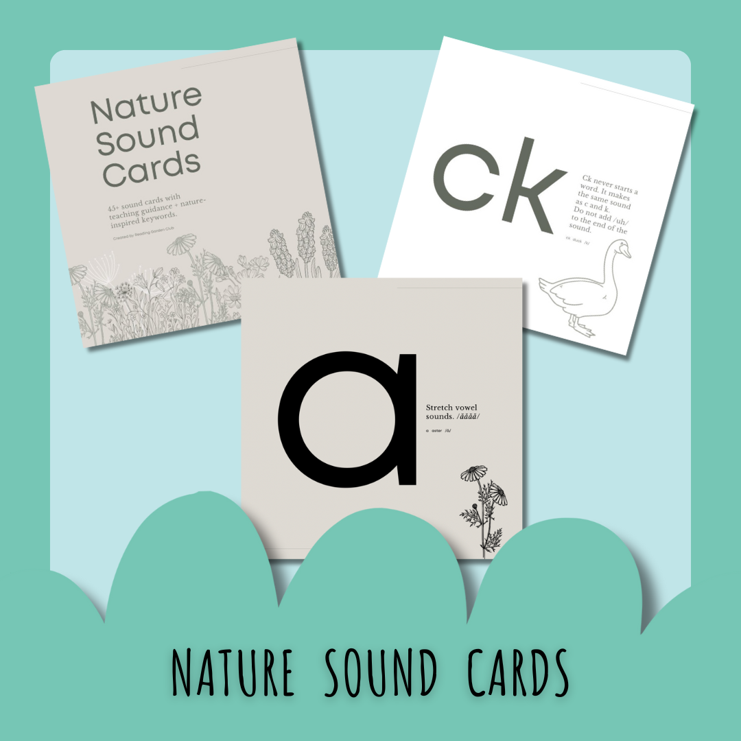Nature sound cards, alphabet flashcard examples