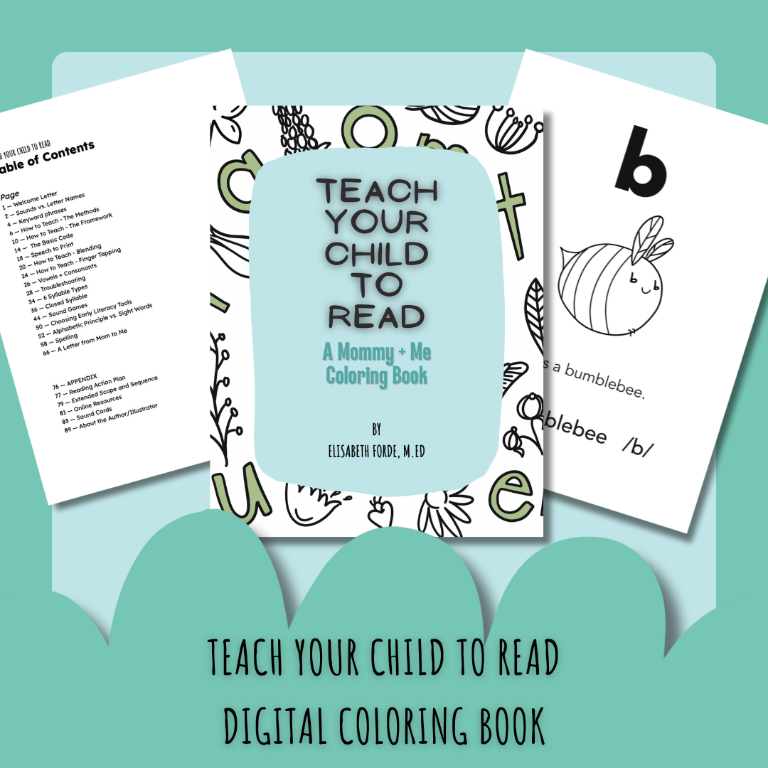 How to teach your child to read with a coloring book, digital or ebook cover