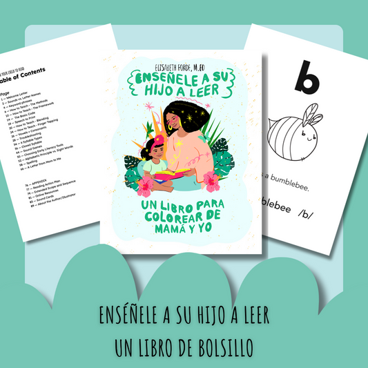 Enséñele a su hijo a leer: Un libro para colorear para mamá + yo